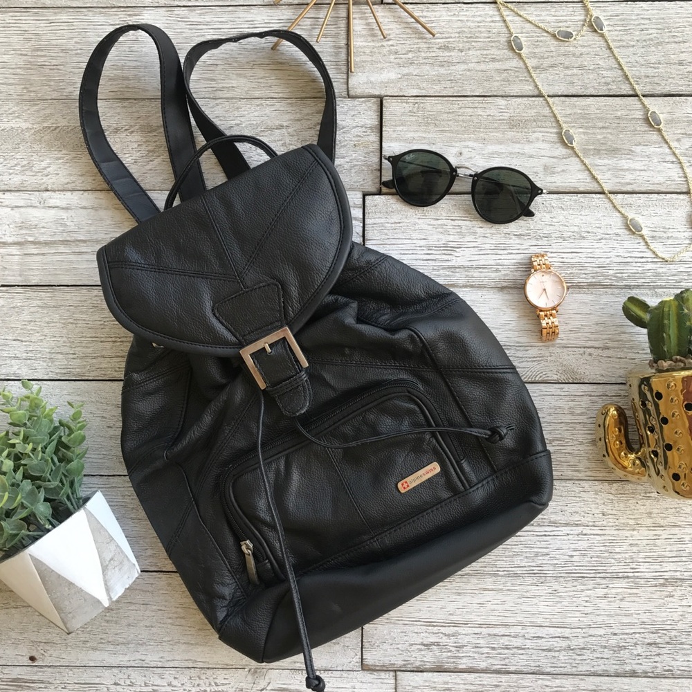 Alpine Swiss Genuine Leather Backpack